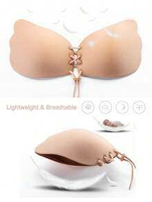 2pcs/1pc Reusable Strapless Invisible Bra, Cleavage Enhancing Invisible Bra, Women Invisible Backless Bra With Nipple Covers - Multicolor - View 1