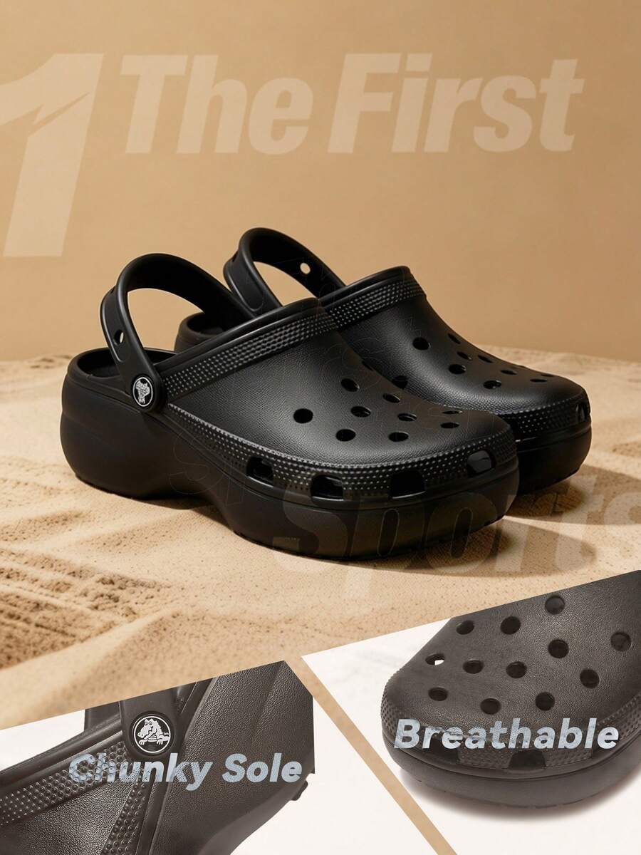 Crocs 透气孔套脚凉鞋,沙滩度假拖鞋,室内办公休闲鞋,闭趾 Croslite® 蜂窝树脂鞋面,吸震透气女鞋,适合日常穿着/建议选购小一码,206750-001 - 黑色 - 查看 1