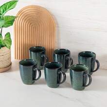 vancasso 4-Piece Green Stoneware Coffee Mug Set, 480ml Glazed Coffee Cups - màu xanh lá - Xem 3