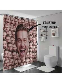 [Custom] 1pc Personalized Custom Shower Curtain, Photo Curtain, Text Curtain, Family Name Custom Curtain, Suitable For All Seasons - Multicolor - View 3