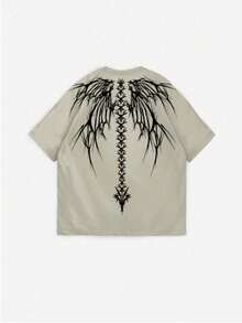 Men's Casual Printed Crew Neck Short Sleeve T-Shirt, For Fall - Apricot - View 4