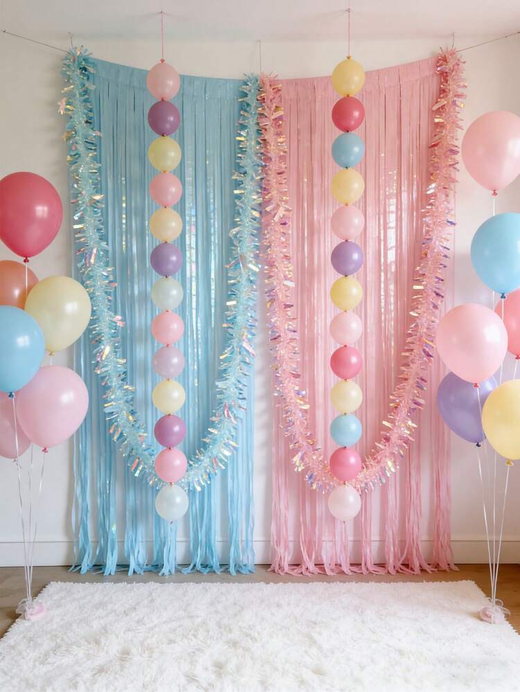 1 st. ca 2 m lång rosa och blå glitterstrip, lämplig för könsavslöjandefest, födelsedag, bröllop, babyshower, väggdekoration för rum, könsavslöjandedekoration, rosa och blått glitterband, könsavslöjande pojke eller flicka, glänsande foliestrip, fotobakgrund, festtillbehör - Multifärgad - Visa 9