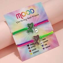 2pcs/Set Women Temperature Sensitive Color Changing Cat Unicorn Heart Pendant Necklace & Ring Jewelry Set, Year Of The Horse Gift For Girlfriend/Best Friend - 貓咪 - 查看 3