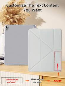 Individuell bedruckbarer transparenter Stifthalter, graue flache Tablet-Hülle, kompatibel mit iPad Mini6/Mini7/Air/Air2/9.7/10.2/10.5/Air4/Air5/10.9/Pro 11-Zoll/10. Gen/Air 11-Zoll (M2) 2024/Pro 11-Zoll (M4) 2024/Air 11-Zoll (M3) 2025/iPad (A16) 11 Zoll 11. Generation 2025, Multi-Fold Multi-Winkel-Ständer, integrierter Stiftschlitz, TPU Soft Edge Schutz, magnetischer Auto-Sleep/Wake, minimalistisches/lässiges/personalisiertes/hochwertiges/kreatives Design. (Produkt enthält keinen Stylus) - Grau - Übersicht 1