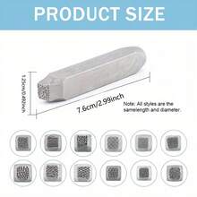 Square/Round Textured Punch Stamp Tools - DIY Jewelry Making Handcraft And Art Punching Kit, 12 Shapes Available
