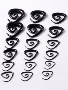 Acrylic Black Ear Spiral Expander Ear Plugs Triangle Spiral Ear Piercing Stretcher Body Jewelry 1.6mm-10mm - Black - View 15