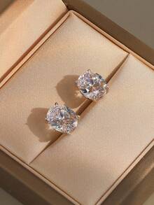 1 PC 925 Sterling Silver Stud Earrings Shining Oval Cut 8A Zirconia Stone Elegant Brilliant Jewelry For Teenager Girl - LZE03 - View 4