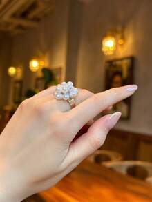 1pc Vintage Popcorn Cultured Pearl Adjustable Open Ring, 15pcs 6-7mm Pearls For Women - Ring - View 4