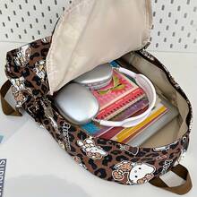 Sanrio 三丽鸥Hello Kitty豹纹双肩包，大容量美观旅行背包，Y2K棕白图案双肩包带挂饰，耐用轻便大学书包 - 彩色 - 查看 8
