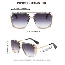 复古时尚朋克蒸汽风格眼镜，方形金属镜框男女通用眼镜 - A - 查看 3