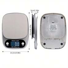 Kitchen Scale, 4 Units (G/Oz/Lb), LCD, 2xAAA, Precise, For Baking/Cooking, Essential Accessory. - Silver - View 9