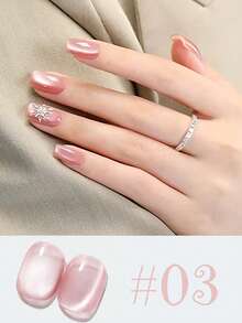 MISS SHAKA 10毫升冰透明粉色玻璃珠猫眼凝胶指甲油，裸粉色瓷白色闪粉，沙龙专供，美白，多用途，热门美甲DIY用品 - 彩色 - 查看 13