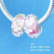 100% 正品 925 纯银穆拉诺玻璃吊坠，原创手工手链吊坠，女士花朵吊坠，女士珠宝礼品，1 个吊坠，不含手链 #SW8 - 藍色 - 查看 6