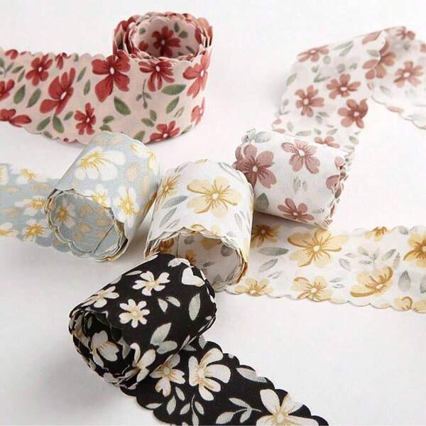 波浪边碎花编织丝带，DIY蝴蝶结发饰，花店花卉包装，印花帽带装饰