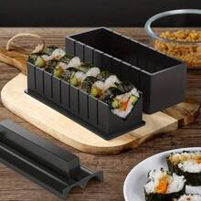 10pcs Sushi Mold Set, Onigiri Mold Kitchen Tools, DIY Sushi Making Kit - Black - View 8