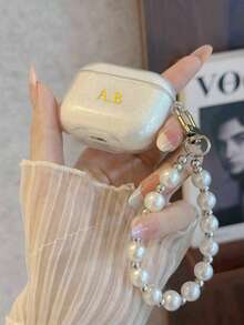 2pcs Customized Minimalist Transparent Earphone Case With Pearl Chain Keychain, TPU Anti-Drop Case & Earphone Cover Compatible With Apple Pro/Pro2/Pro3