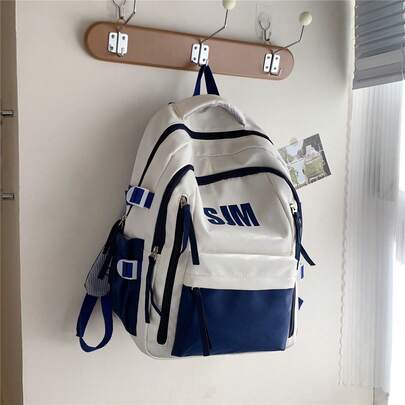 Nueva mochila de hombre de estilo elegante con contraste de colores, mochila casual de gran capacidad de 26L para estudiantes, viajes de negocios y viajes