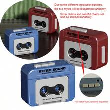 新款迷你复古录音机钥匙扣，可播放音乐录音，趣味十足，小巧便携，适合悬挂 - 藍色 - 查看 16