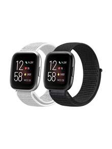 2 paquetes de bandas de bucle de nailon compatibles con Fitbit Versa 2, Fitbit Versa Lite, Fitbit Versa, banda suave y ajustable transpirable de repuesto para mujeres y hombres - Para Versa 2 - Ver 9