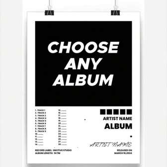 1 Póster de álbum personalizado - Pintura de pared de música en lienzo, impresión de portada de álbum, impresión opcional de lista de canciones, póster de arte de álbum, sin marco, moda reutilizable, personalización moderna, regalo único para él o ella, novio, novia, papá, mamá, familia, amigos, mascota, aniversario, Día de la Madre, cumpleaños, Día del Padre, ceremonia de graduación, boda, comedor, baño, sala de estar, dormitorio, sala de té