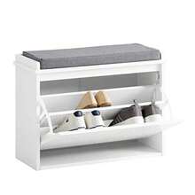 HLJ  SoBuy Banco Zapatero Banco de Almacenamiento con Cajón Estante para Zapatos para Entrada Organizador de Almacenamiento con Asiento Acolchado Blanco FSR98-W81 - Blanco - Ver 1