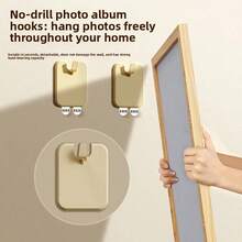 10pcs Portable White Photo Album Hooks, Damage-Free Nails, For Hanging Wedding Photos, Wedding Portraits, Wall-Mounted Frame Stands, No Drilling Required, Easy Installation. - Multicolor - View 8