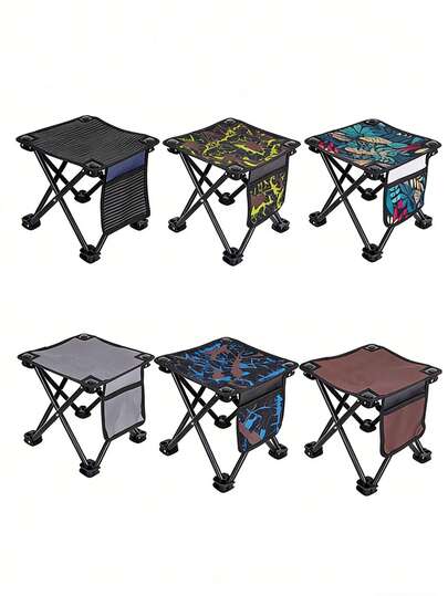 1个便携式折叠凳，家用及户外使用，钓鱼、绘画等，紧凑型折叠椅（图案随机）