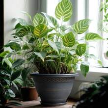 4 paquetes de macetas de plástico grandes de 16 pulgadas para plantas, macetas de flores para interiores y exteriores con agujeros de drenaje y platillo, con patrón a cuadros, macetas de jardín para hierbas - Cobre - Ver 6
