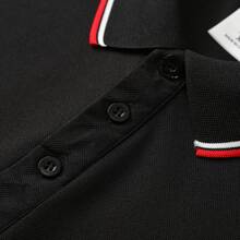 Men's Golf Polo Shirt, Fashion Business Casual Printed Short Sleeve Collared Design - Black - View 4