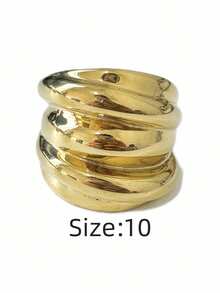 1 pieza Anillo de mujer con hilo giratorio, estilo minimalista exagerado de moda, color contrastante oro rosa, resistente al agua, no se desvanece, de alta calidad, personalizado para uso diario - Anillo de mujer de varias vueltas - Ver 26