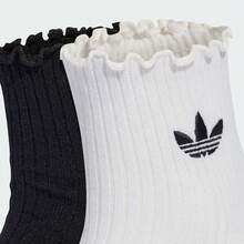 Adidas Originals 2双男女通用荷叶边1/4踝袜，折扣套装 KD8367 - 黑與白 - 查看 5