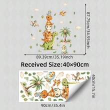 BRUP 1/2张/套 可爱恐龙墙贴，自粘可移除，适合儿童房、客厅、卧室装饰、婴儿房墙贴、动物墙贴 - 彩色 - 查看 4