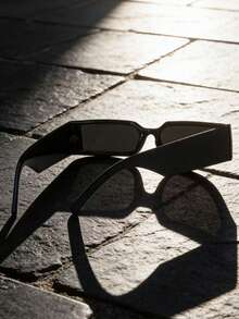 1副/2副方形宽腿窄框复古朋克街头风时尚眼镜 - 灰色 - 查看 3