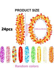 6/12/24件装夏威夷花环，热带夏威夷草裙舞丝绸花环派对礼品，成人派对礼物，夏季海滩婚礼礼物，圣诞节