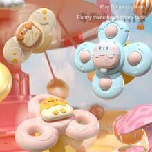 3Pcs Interactive Baby Suction Cup Spinner Toy With Rattle, Educational Spinning Tops Toddler Bath Toy, High Chair Toy, Finger Exercises, Birthday Gift For Infants Boys Girls - Multicolor - View 3