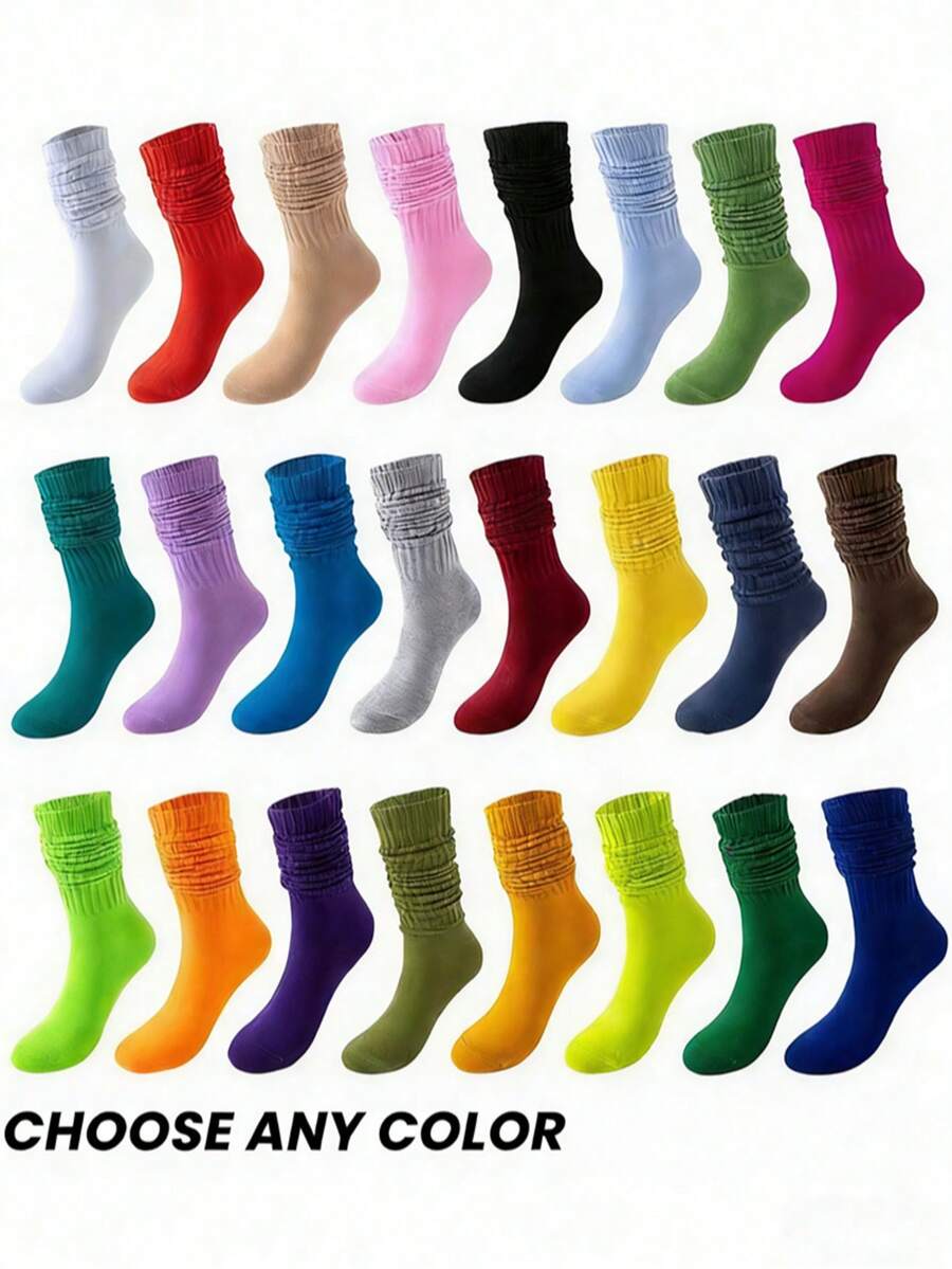 1 Pair/5 Pairs Women Knee High Socks, Colorful Vertical Striped, Fashion Versatile Stockings For Spring & Summer - Multicolor - View 1