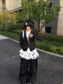 1件美式朋克街头风可爱星星印花层叠迷你裙，四季皆宜 - 彩色 - 查看 2