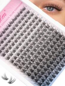 144pcs/Pack High Capacity D-Curl 9-12mm DIY Lash Clusters, Natural Look, Thick & Long, Super Soft & Lightweight, Reusable, Individual Segment False Lashes, Lash Extension Kit, Suitable For Beginners, Travel, Daily Wear, Weddings, Dates, Parties, Holidays, Also Great As Christmas/Halloween/Gift Lash Set