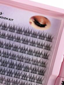 168 Pcs C Curl Cluster Lashes Wispy Individual Lashes Natural Look Lashes Fluffy Cluster Lashes DIY Eyelash Extension With Tweezers And Bond&Seal Easy Apply Eyelashes Wispy Reusable Cluster Lashes DIY At Home Natural Look 14 Rows Packed Mixed Length Lash Soft False Eyelashes Individual DIY Eyelash Extension At Home - Black - View 4