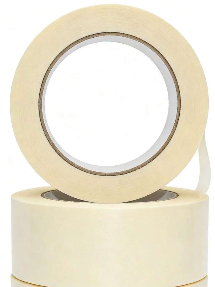 5 Rolls White High Adhesive Masking Tape, Crepe Paper Decoration, Cover Cracks, Paint Spraying, Single-Sided Masking Tape