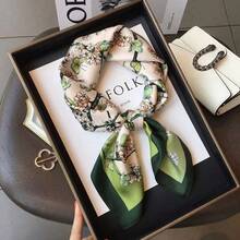 1PC Valentine's Day New 70*70cm Korean Style Small Square Scarf Women's Silk Scarf Spring Summer Sunscreen Neck Scarf Neck Protector Bag Tie Hair Band Versatile - F215 - 查看 1