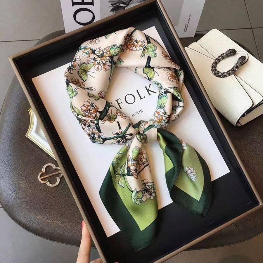 1PC Valentine's Day New 70*70cm Korean Style Small Square Scarf Women's Silk Scarf Spring Summer Sunscreen Neck Scarf Neck Protector Bag Tie Hair Band Versatile - F59 - 查看 1