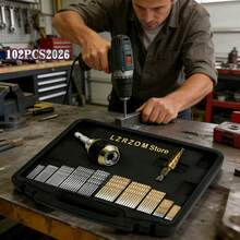 102pcs Titanium Coated High Speed Steel Drill Bit Set, Includes Step Drill Bits, 60mm Hex Shank Quick Change Drill Chuck Adapter, Multi-Functional Tool For Home, Woodworking And DIY Projects