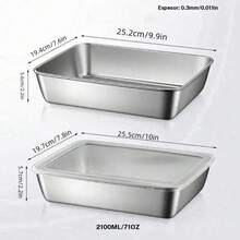 Caja de acero inoxidable para almacenar alimentos con tapa, contenedor para almacenar alimentos de 5 unidades, caja para almacenar alimentos para cocina doméstica, utensilios y gadgets de cocina - Plateado - Ver 3