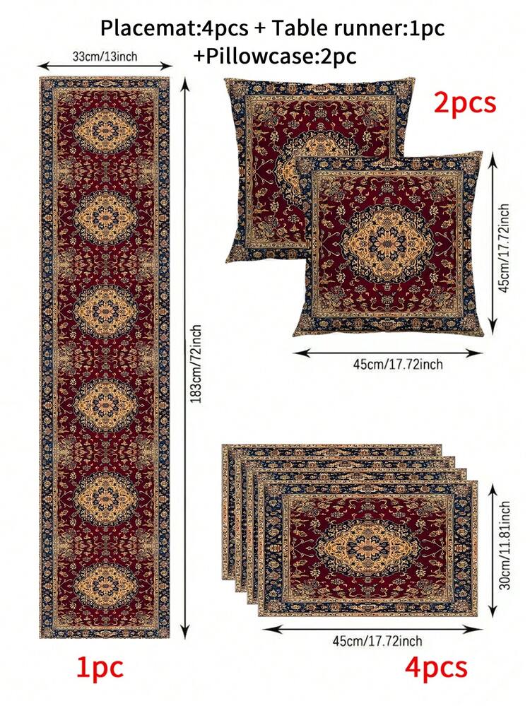 1/4/5/6/7 pièces Style bohème, Set de décoration Ramadan, Set de décoration Eid, Texture en lin confortable, Sets de table, Maniques, Housses de coussin - Multicolore - Voir 14