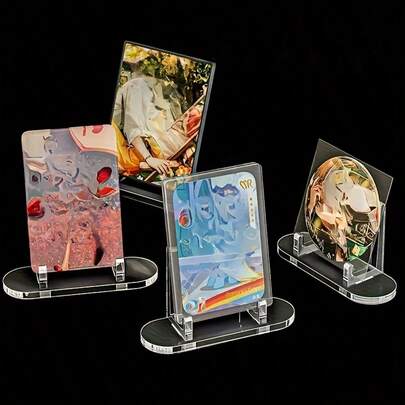[8pcs/12pcs Clear Card Display Rack] Clear Card Display Rack Stand | Desktop Card Sleeve Storage For Back To School | Home & Room Decoration