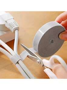 1 Roll/3 Rolls 1cm X 300cm/100cm Black/White/Gray Cable Organizer, Back-To-Back Hook And Loop Strap, Nylon Self-Adhesive Hook Tie Wrap, Cable Management, Multi-Purpose Binding Strap - Multicolor - View 6