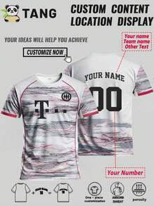 Bayern Edition anpassad herrfotbollströja med namn och nummer och rund halsringning. Bekväm sporttröja. Lämplig för fotbollsträning, fritidskläder och present.