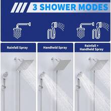 Elegant 8-Inch High Rain Showerhead With 4-Function Pressure Rainfall And Handheld Attachment, 60-Inch Hose, Stainless Steel Silver Finish - Multicolor - View 2