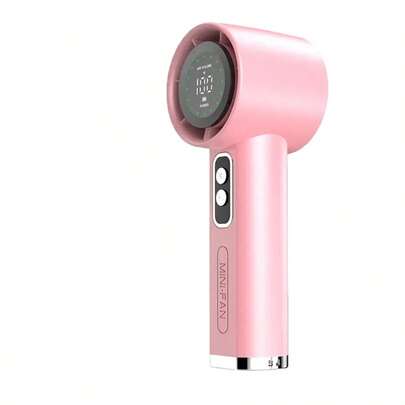 1PC New Portable Handheld Bladeless Fan -Adjustable & Rechargeable Mini Personal Fan With LED Display, High-Speed Turbo Engine, USB Charging, Ergonomic Design For Travel & Outdoor Use